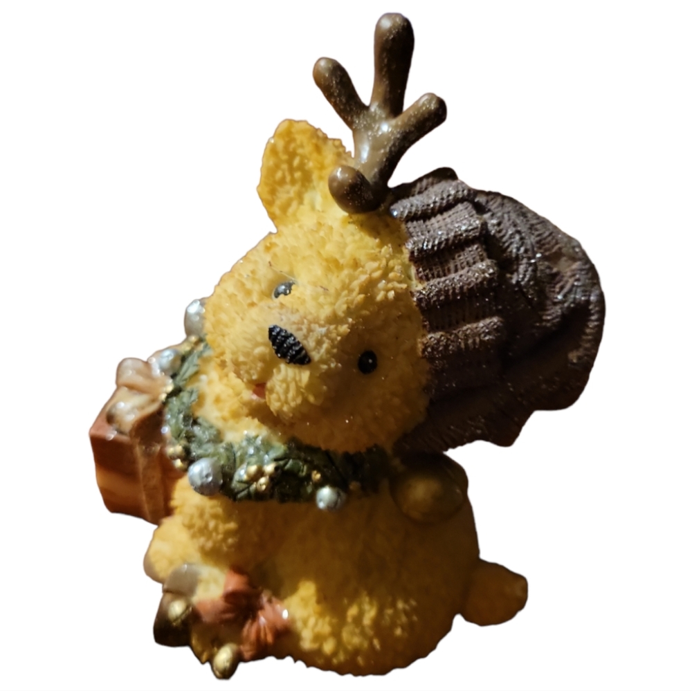 Vtg 2001 Designspirations Reindeer Presents Wreath Hat Bows Sparkles Figurine